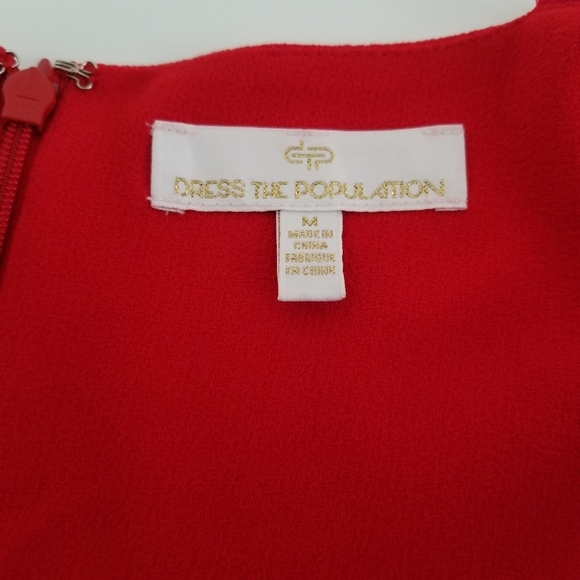 Dress the population Eve sweetheart twist front sleveless red midi dress size M - Picture 9 of 10